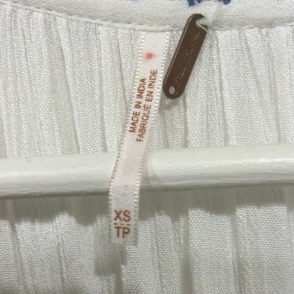 Free People Wild Horses Boho Ethereal Embroidered Mini Dress White Blue XS - Picture 8 of 15